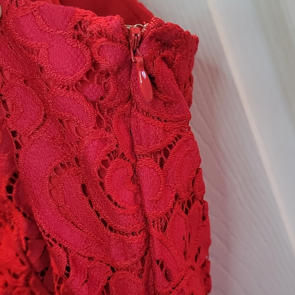EUC red lace sweetheart neckline fittd tank top - Picture 7 of 9